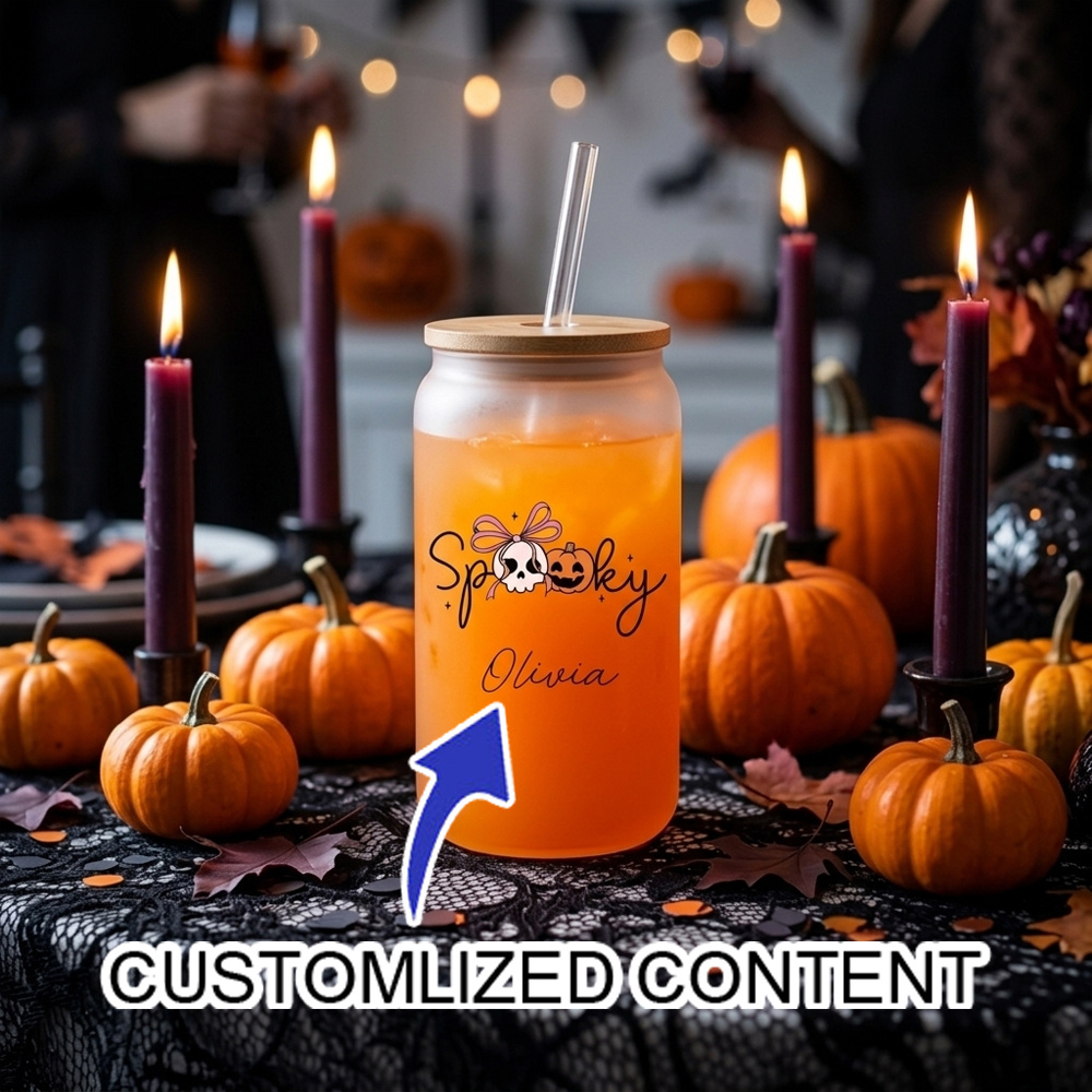 Coffee Equipment For Camping - Custom Name Spooky Halloween Glass Cup