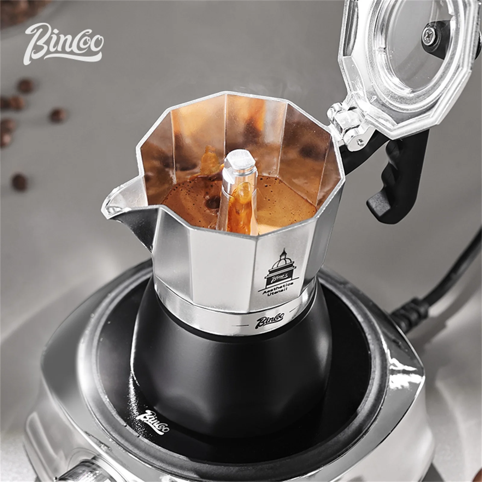 BINCOO Double Valve Moka Pot，E - Coffee Equipment Machine recension och pris