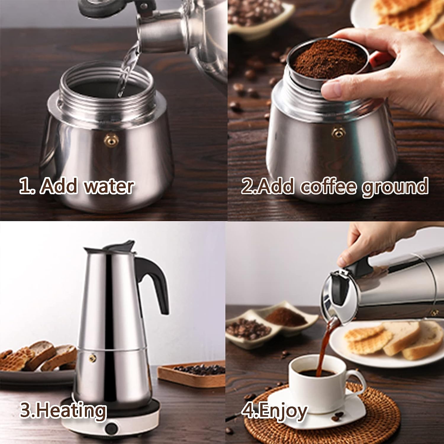 4/6/9 Cups Moka Pot Caffe Mach - Coffee Equipment Machine recension och pris